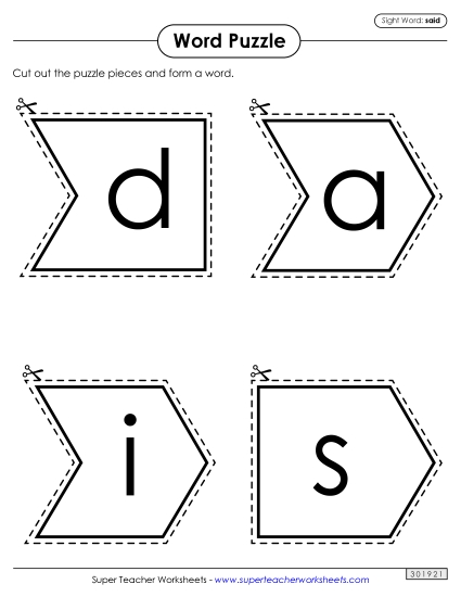 Word Puzzle: Said Word Puzzle: Said