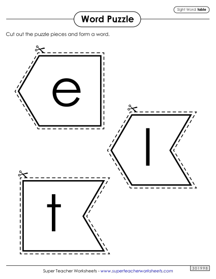 Word Puzzle: Table Word Puzzle: Table