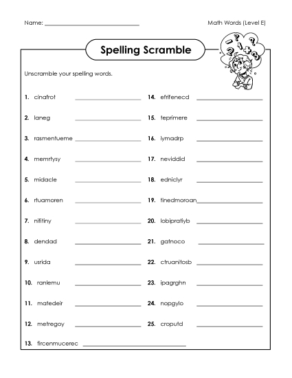 Worksheets and Activities - Word Scramble Worksheets and Activities - Word Scramble