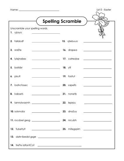 Worksheets and Puzzles - Word Scramble