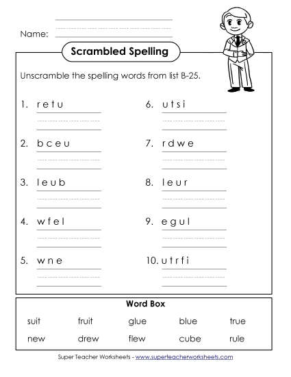 Worksheets - Word Scramble (B-25) Worksheets - Word Scramble (B-25)
