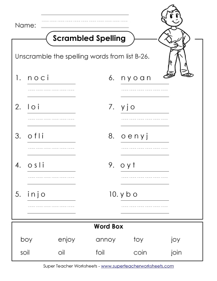 Worksheets - Word Scramble (B-26)
