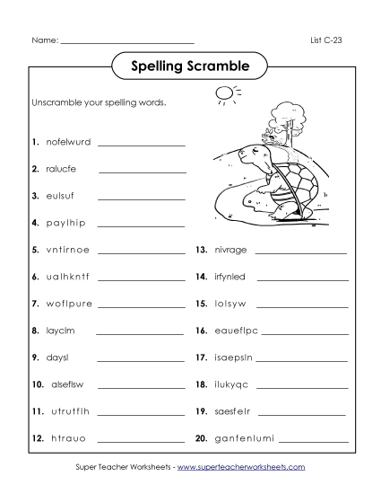 Worksheets - Word Scramble (C-23)