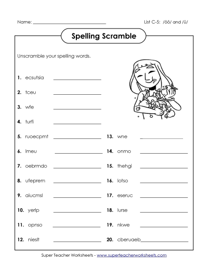 Worksheets - Word Scramble (C-5)