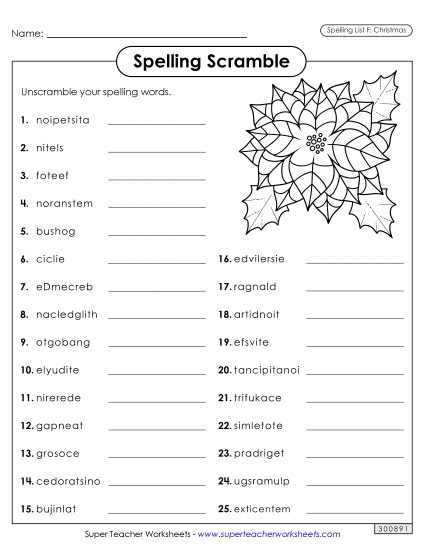 Worksheets and Puzzles - Word Scramble (Christmas)