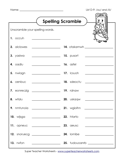 Worksheets - Word Scramble (D-9)