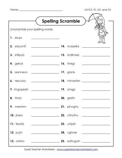 Worksheets and Puzzles - Word Scramble (E-2) Worksheets and Puzzles - Word Scramble (E-2)