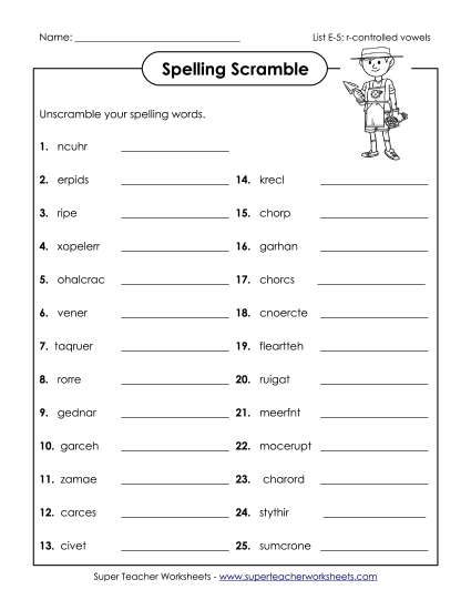 Printable Worksheets - Word Scramble (E-5)