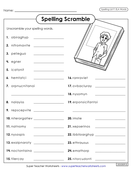 Worksheets and Puzzles - Word Scramble (ELA)