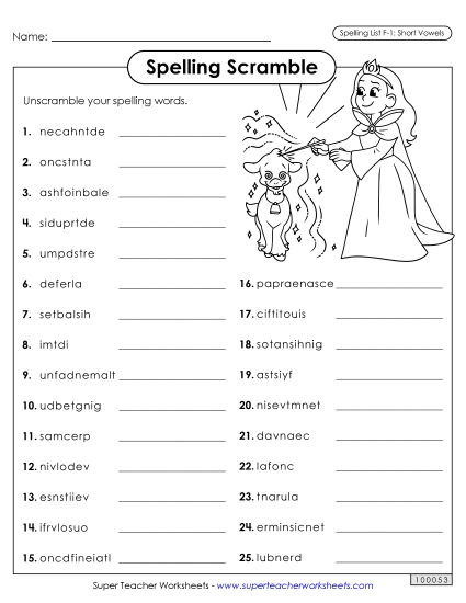 Worksheets and Puzzles - Word Scramble (F-1) 