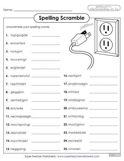 Worksheets and Puzzles - Word Scramble (F-11)