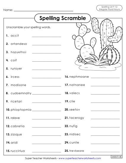 Worksheets and Puzzles - Word Scramble (F-12)