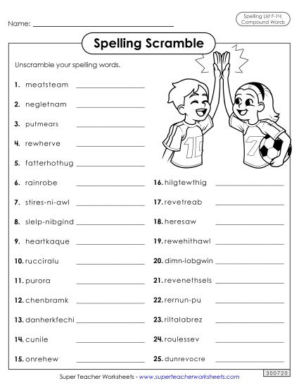 Worksheets and Puzzles - Word Scramble (F-14)