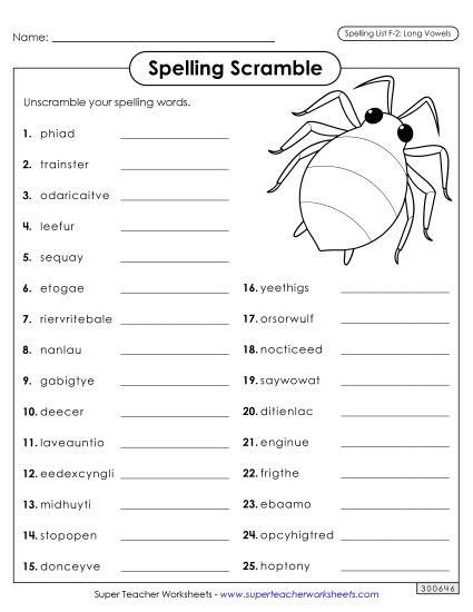 Worksheets and Puzzles - Word Scramble (F-2) Worksheets and Puzzles - Word Scramble (F-2)