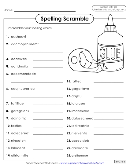 Worksheets and Puzzles - Word Scramble (F-20)