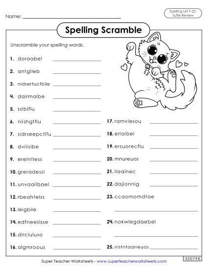 Worksheets and Puzzles - Word Scramble (F-22)