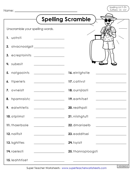 Worksheets and Puzzles - Word Scramble (F-24) 