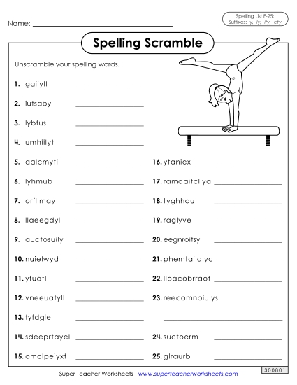 Worksheets and Puzzles - Word Scramble (F-25) Worksheets and Puzzles - Word Scramble (F-25)