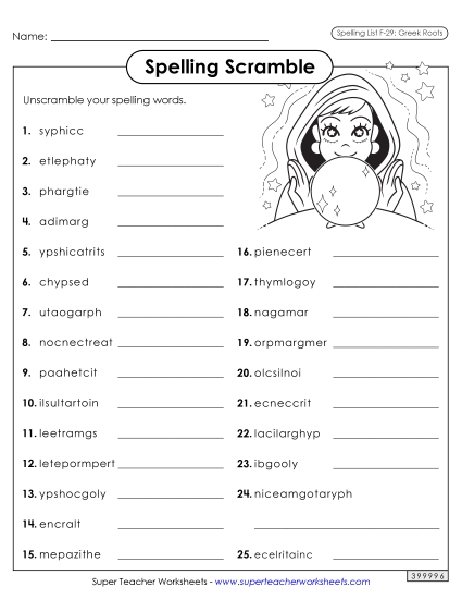 Worksheets and Puzzles - Word Scramble (F-29)