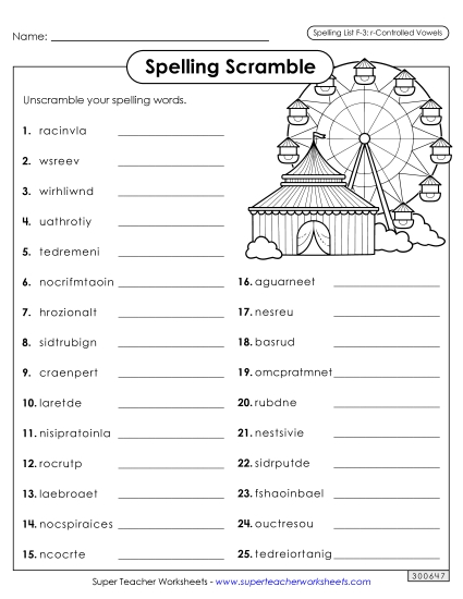 Worksheets and Puzzles - Word Scramble (F-3) 