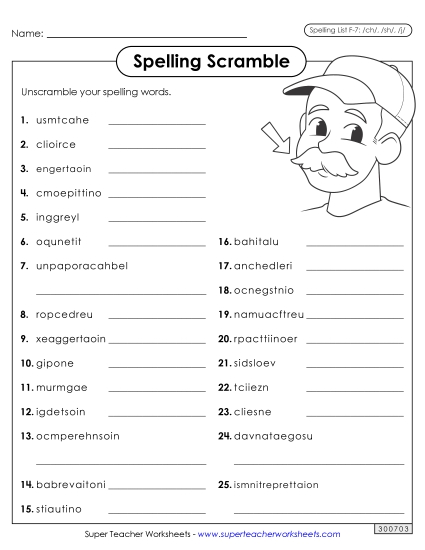 Worksheets and Puzzles - Word Scramble (F-7) Worksheets and Puzzles - Word Scramble (F-7)