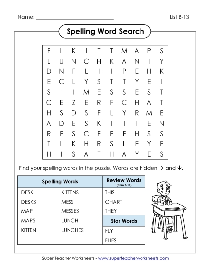 Worksheets - Word Search (B-13)
