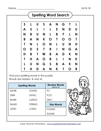 Worksheets - Word Search (B-18)