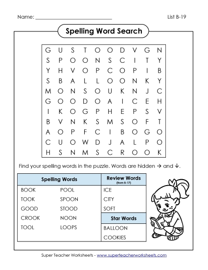Worksheets - Word Search (B-19)