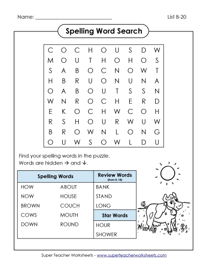 Worksheets - Word Search (B-20)