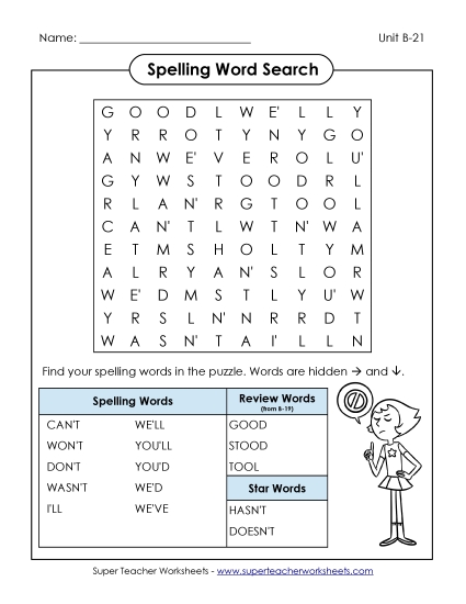 Worksheets - Word Search (B-21) Worksheets - Word Search (B-21)