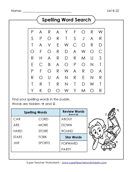 Worksheets - Word Search (B-22)