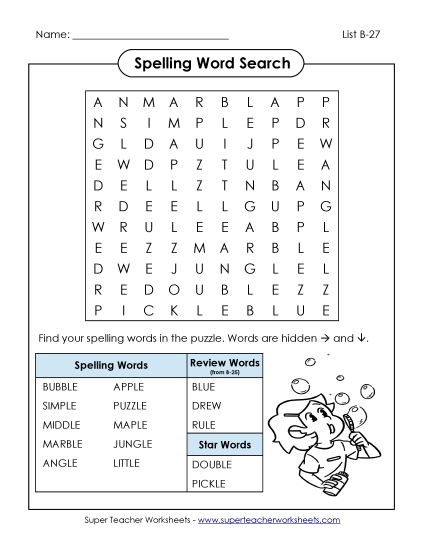 Worksheets - Word Search (B-27)