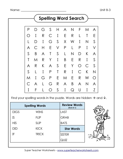 Worksheets - Word Search (B-3)