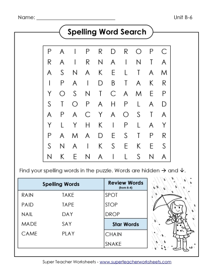 Worksheets - Word Search (B-6) Worksheets - Word Search (B-6)
