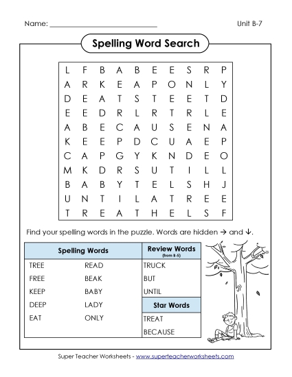 Worksheets - Word Search (B-7) Worksheets - Word Search (B-7)