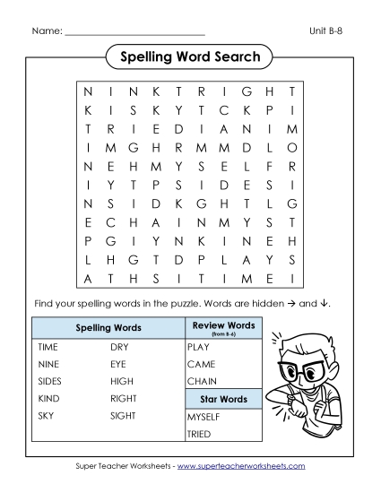 Worksheets - Word Search (B-8)