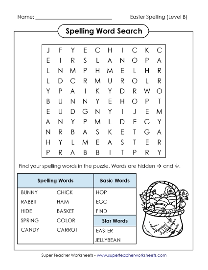 Worksheets - Word Search (B-Easter) 