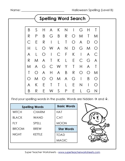 Printable Worksheets - Word Search (B-Halloween) 