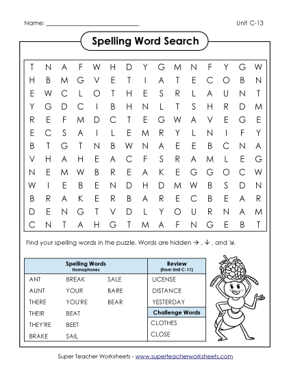 Worksheets - Word Search (C-13)