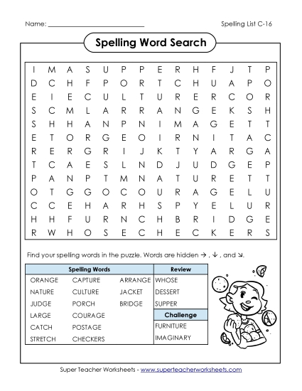 Worksheets - Word Search (C-16) Worksheets - Word Search (C-16)