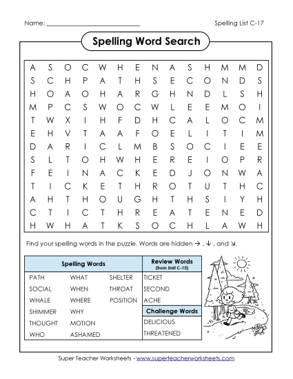 Worksheets - Word Search (C-17) Worksheets - Word Search (C-17)