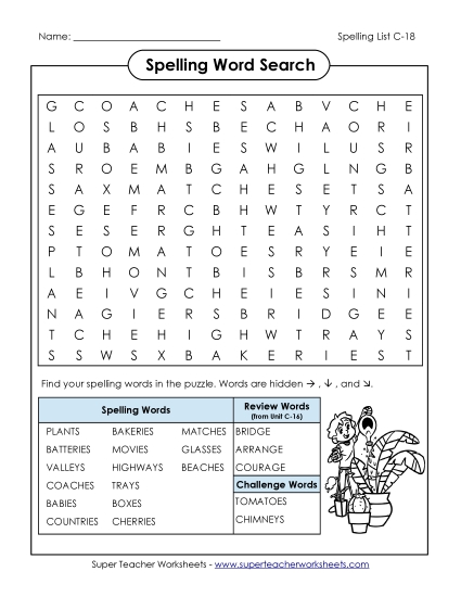 Worksheets - Word Search (C-18)