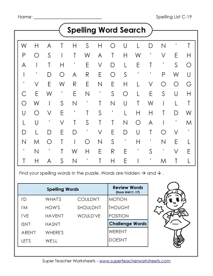 Worksheets - Word Search (C-19) Worksheets - Word Search (C-19)