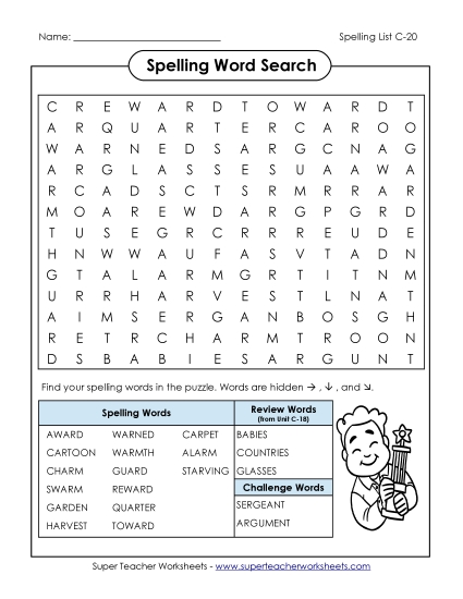 Worksheets - Word Search (C-20) Worksheets - Word Search (C-20)