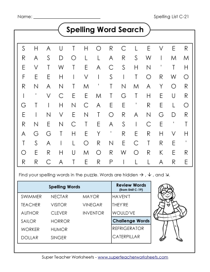 Worksheets - Word Search (C-21) Worksheets - Word Search (C-21)
