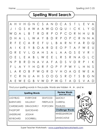 Worksheets - Word Search (C-25) Worksheets - Word Search (C-25)