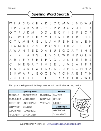 Worksheets - Word Search (C-29) Worksheets - Word Search (C-29)