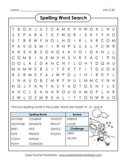 Worksheets - Word Search (C-30) Worksheets - Word Search (C-30)