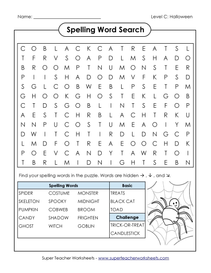 Worksheets and Activities - Word Search (C-Halloween) Worksheets and Activities - Word Search (C-Halloween)
