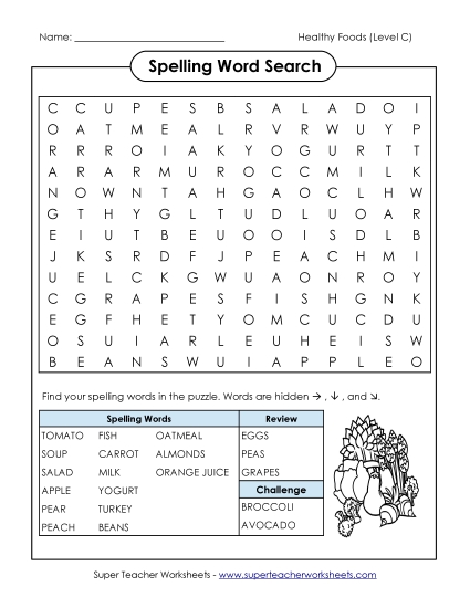 Worksheets and Activities - Word Search (C-Healthy Foods) Worksheets and Activities - Word Search (C-Healthy Foods)